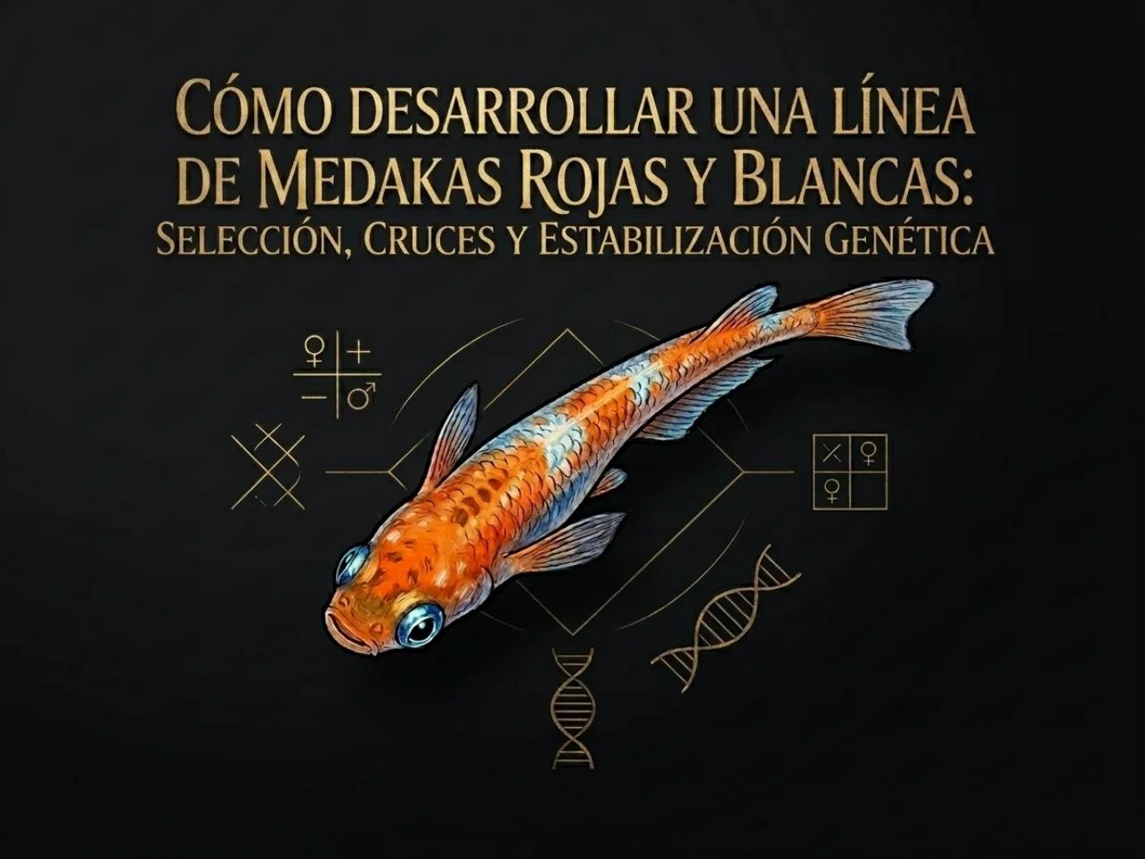 Ejemplar de medaka rojo y blanco Kohaku con patrón Tancho de alta calidad