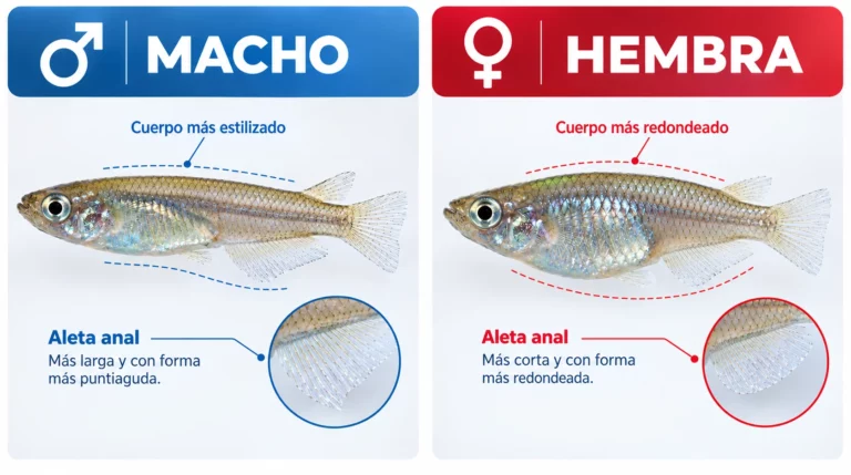 Diferenciar macho y hembra de pez medaka